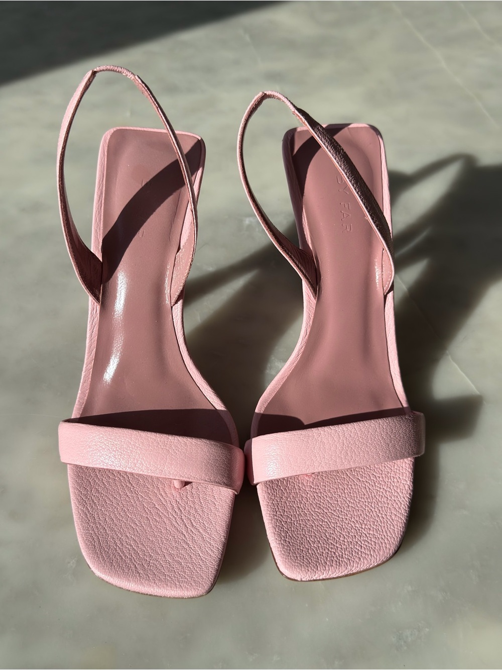 BY FAR Pink Square-Toe Slingback Block Heels - Picture 2 of 5